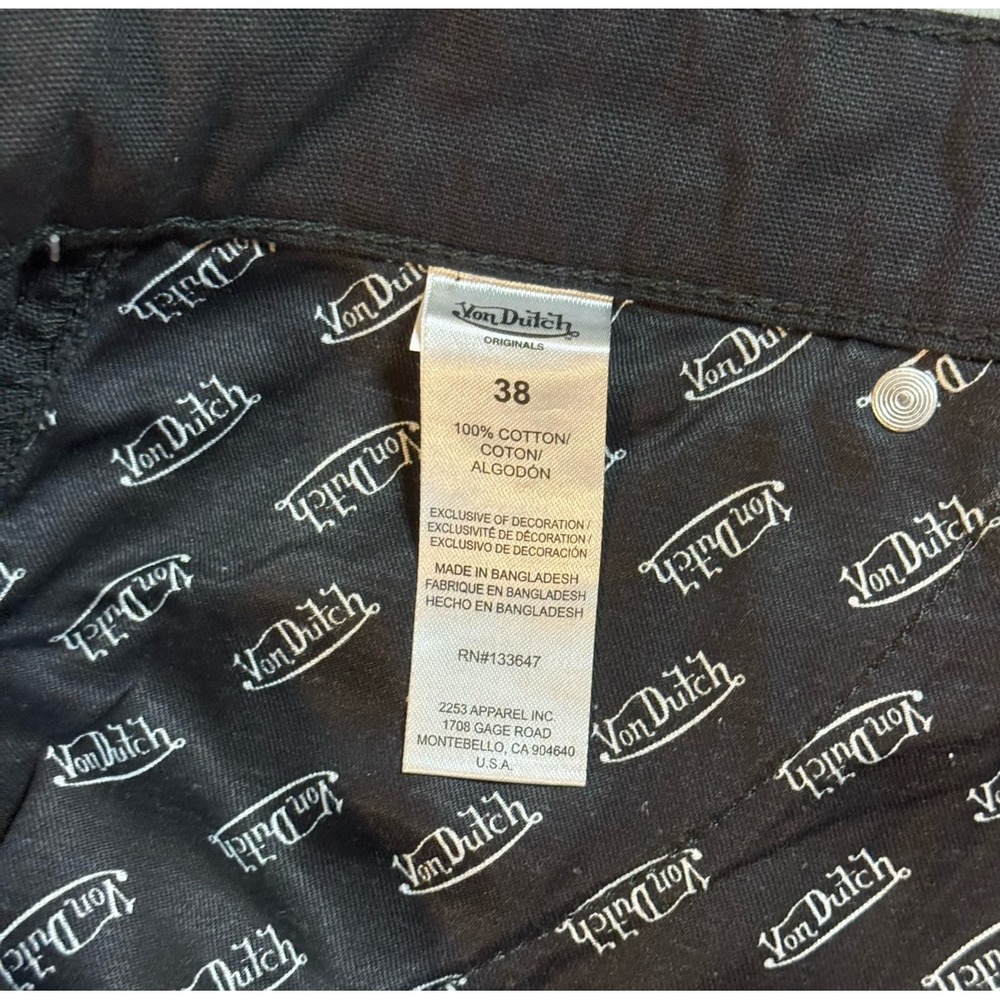 Von Dutch Black Logo Eye Patch Workwear Double Knee Carpenter Pants Men's 38x32 - Picture 6 of 10